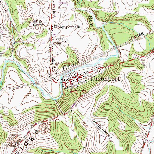 Topographic Map of Unionport, OH