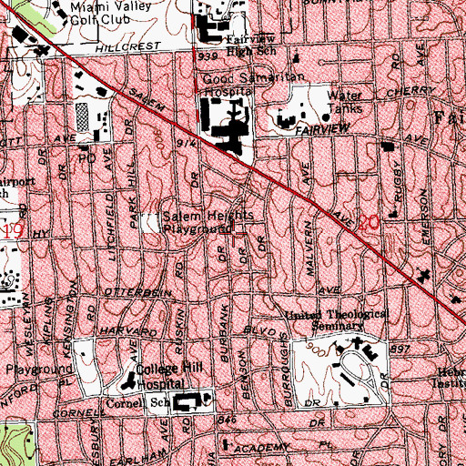 Topographic Map of Upper Dayton View, OH