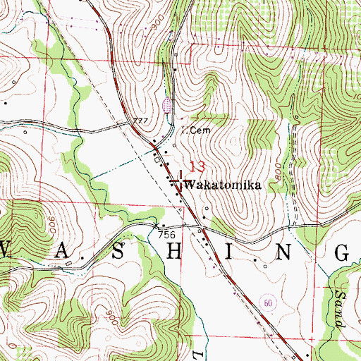 Topographic Map of Wakatomika, OH