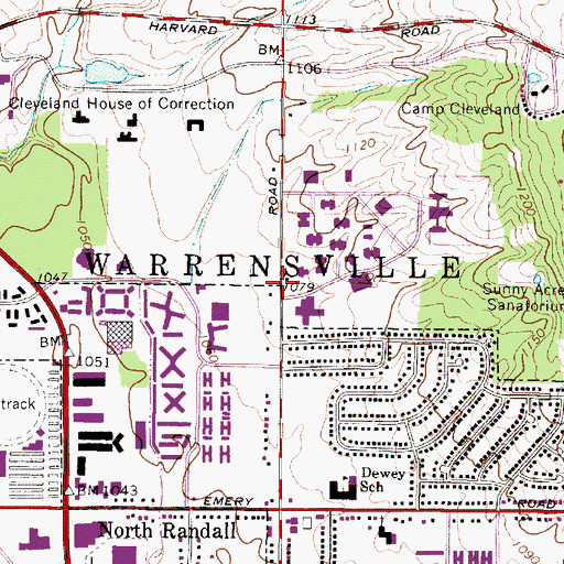 Topographic Map of Warrensville, OH