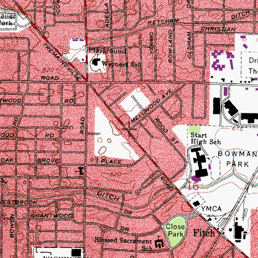 Topographic Map of Wernerts Corners, OH