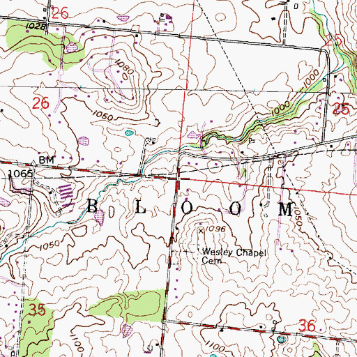 Topographic Map of Wesley Chapel, OH