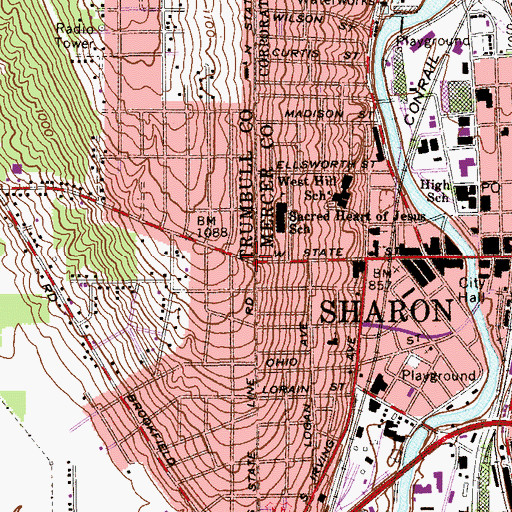 Topographic Map of West Hill, OH