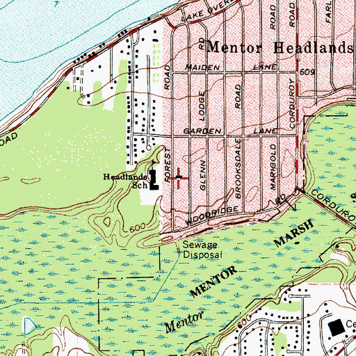 Topographic Map of Headlands Baptist Church, OH