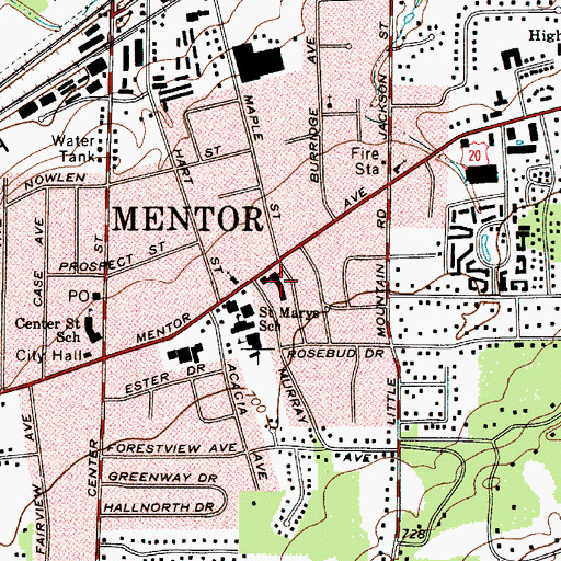 Topographic Map of Mentor United Methodist Church, OH