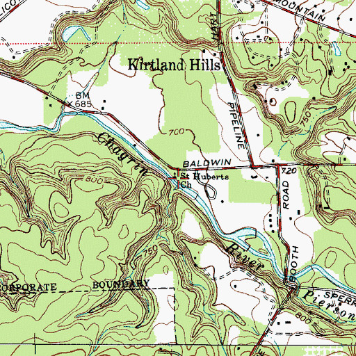 Topographic Map of Saint Huberts Church, OH