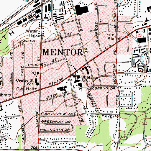 Topographic Map of Saint Mary of the Assumption Catholic Church, OH