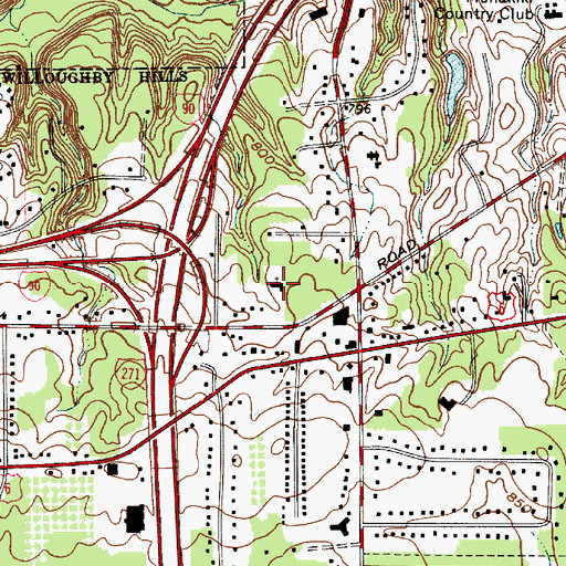 Topographic Map of Willoughby Hills United Methodist Church, OH
