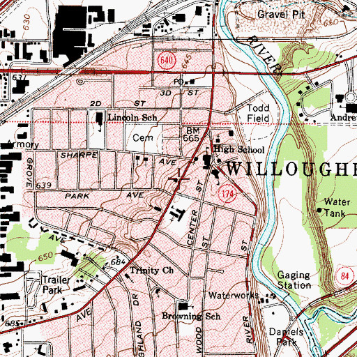 Topographic Map of Willoughby Church of God, OH