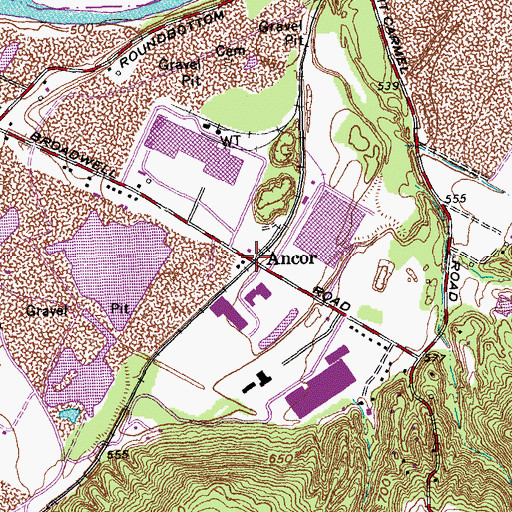 Topographic Map of Ancor, OH