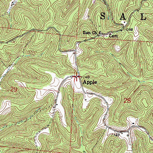 Topographic Map of Apple, OH