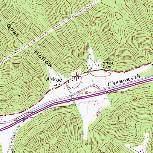 Topographic Map of Arkoe, OH