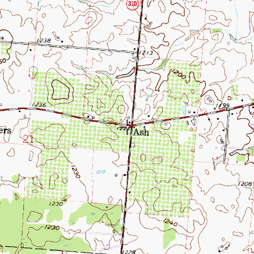 Topographic Map of Ash, OH