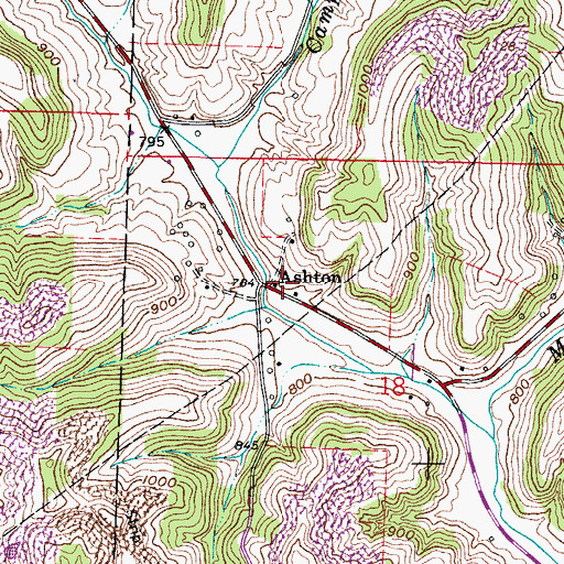 Topographic Map of Ashton, OH