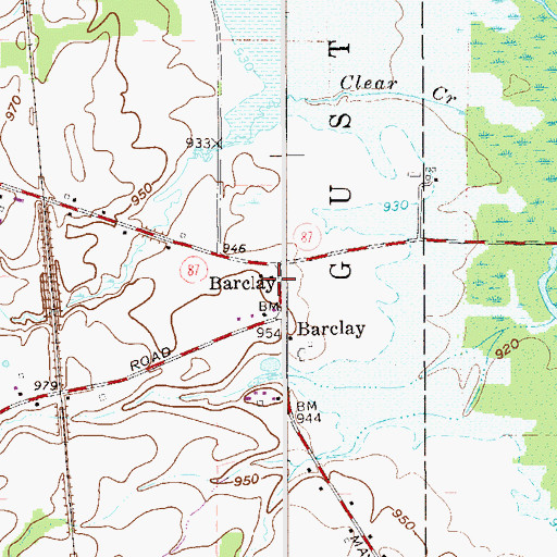 Topographic Map of Barclay, OH