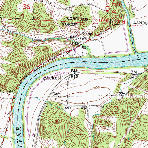 Topographic Map of Beckett, OH