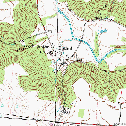 Topographic Map of Bethel, OH