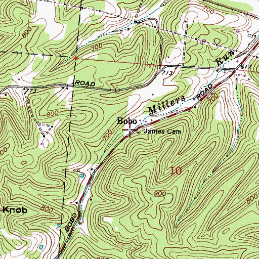 Topographic Map of Bobo, OH