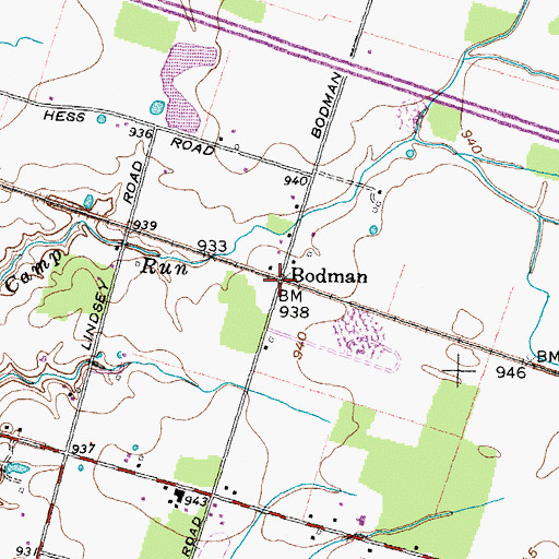 Topographic Map of Bodman, OH