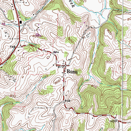 Topographic Map of Bonn, OH