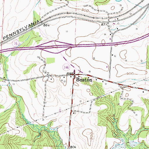 Topographic Map of Boston, OH