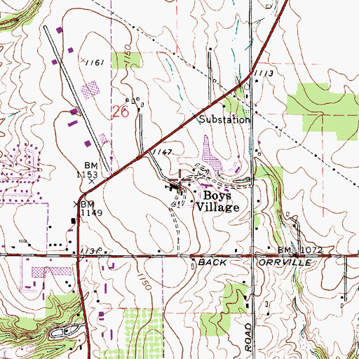 Topographic Map of Boys Village, OH