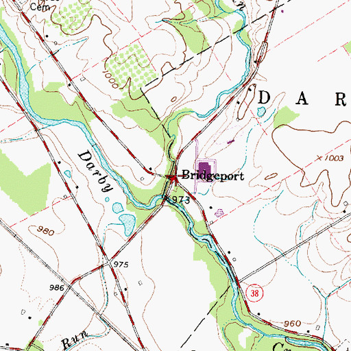 Topographic Map of Bridgeport, OH