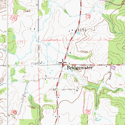 Topographic Map of Bridgewater, OH