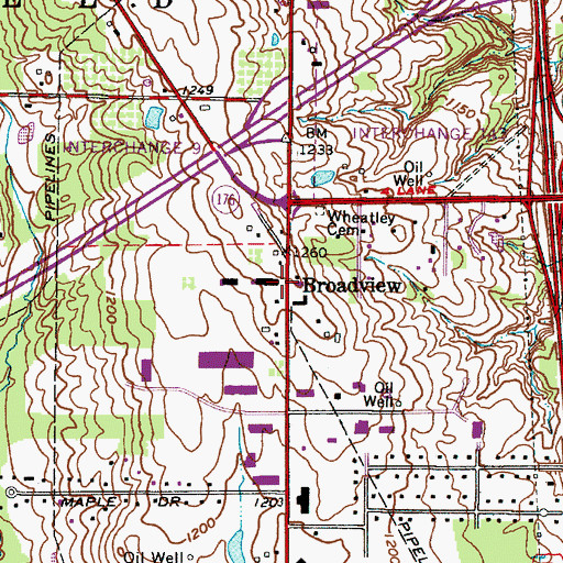 Topographic Map of Broadview, OH