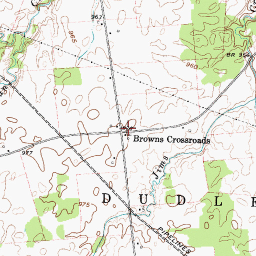Topographic Map of Browns Crossroads, OH