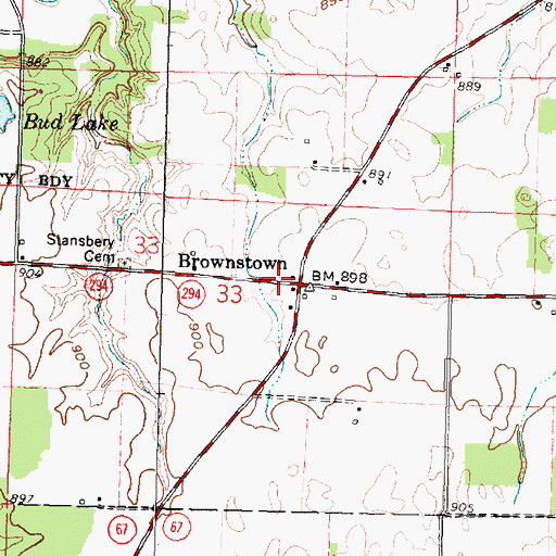 Topographic Map of Brownstown, OH