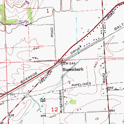Topographic Map of Busenbark, OH