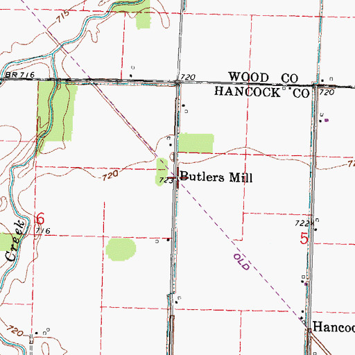 Topographic Map of Butlers Mill, OH