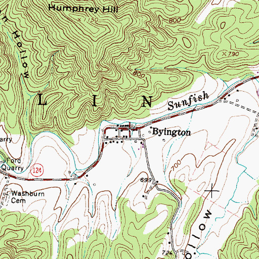 Topographic Map of Byington, OH