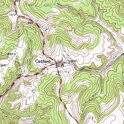 Topographic Map of Catbird, OH