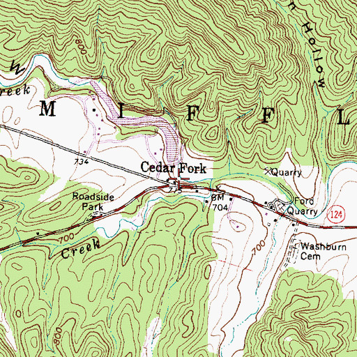 Topographic Map of Cedar Fork, OH