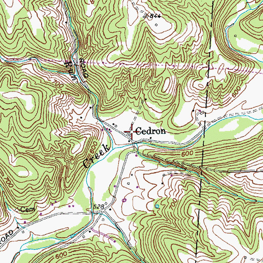 Topographic Map of Cedron, OH