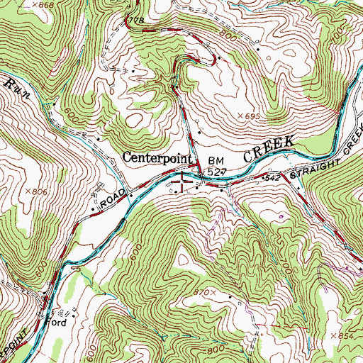 Topographic Map of Centerpoint, OH
