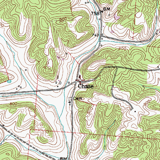 Topographic Map of Chase, OH