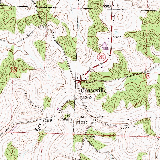 Topographic Map of Chaseville, OH