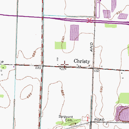 Topographic Map of Christy, OH