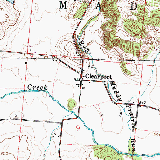 Topographic Map of Clearport, OH