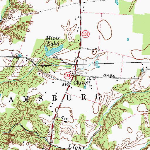 Topographic Map of Clover, OH