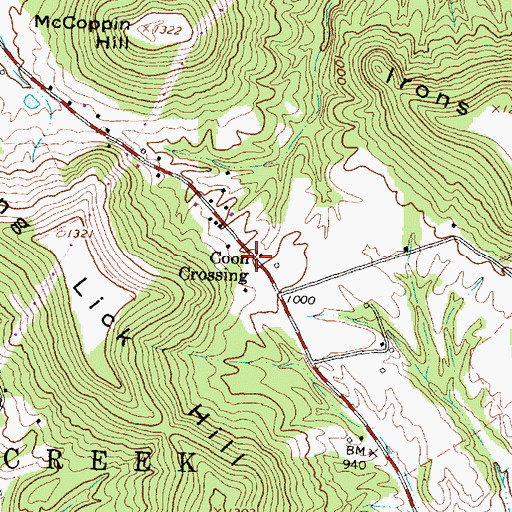 Topographic Map of Coon Crossing, OH