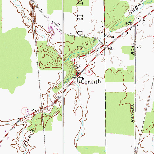 Topographic Map of Corinth, OH