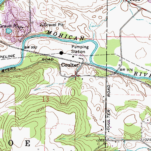 Topographic Map of Coulter, OH