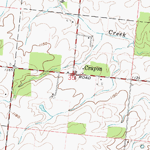 Topographic Map of Crayon, OH