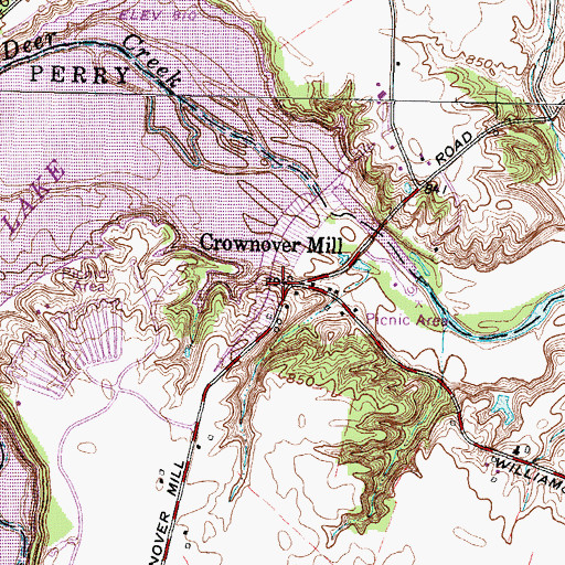 Topographic Map of Crownover Mill, OH