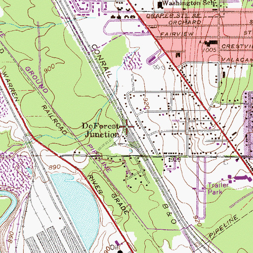 Topographic Map of DeForest Junction, OH