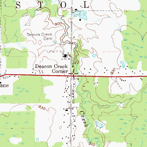 Topographic Map of Deacon Creek Corner, OH